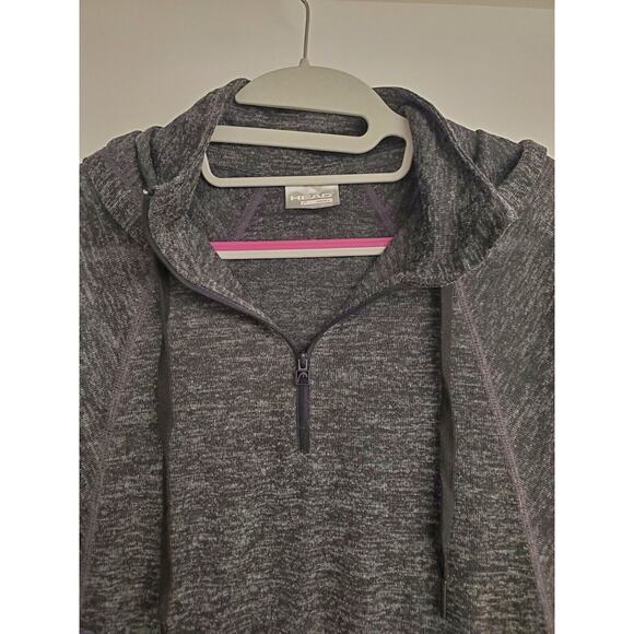 Women's HEAD Lightweight Breathable Gray 1/4 Zip Hoodie with Pockets Size Small - Picture 3 of 11